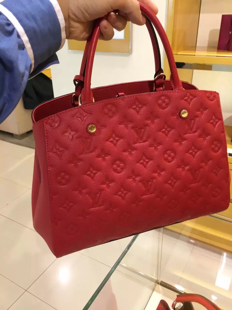 Real Louis Vuitton Montaigne MM Bag M41194 Cherry